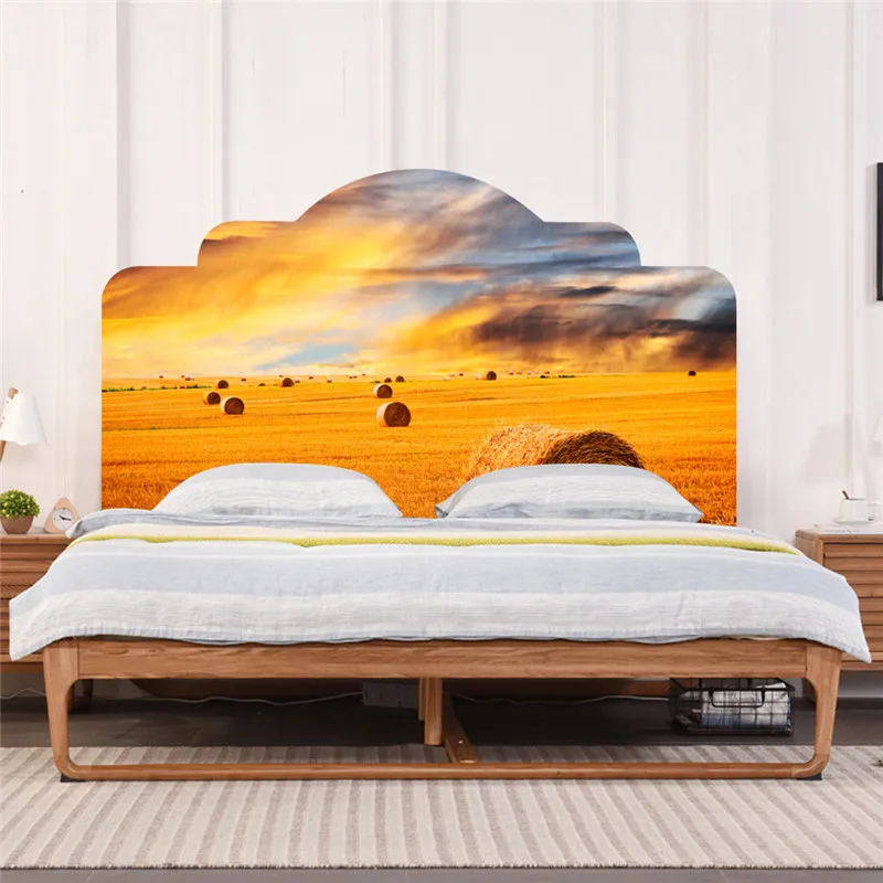 

New style eco-friendly PVC bed headboard sticker with sunset rice field pattern Creativity wall sticker home decoration