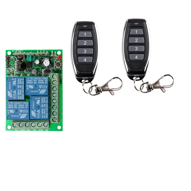 Черный Смарт несколько DC 12 V 10A 315/433 MHz 4CH 4 CH беспроводное реле RF дистанционное управление переключатель приемник+ 1 2 3 4 передатчик - Цвет: Черный