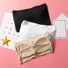 Sexy Women Padded Cross Back Solid Color Seamless Crop Wrap Boob Bandeau Top Comfy Backless Tube Top Cropped Feminino 2019 New
