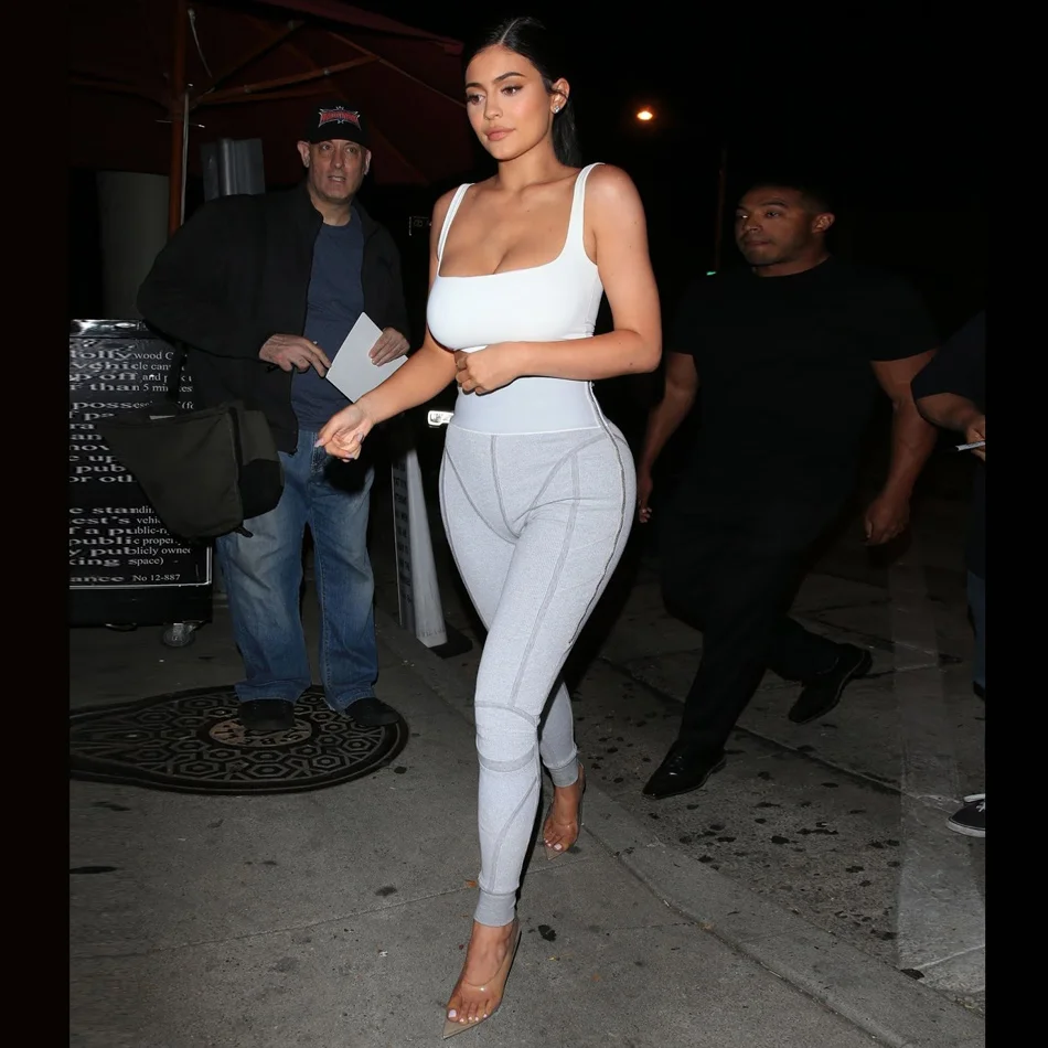 Kyliejenner, хлопковый спортивный комплект из двух предметов, Gymwear, дизайнерская, новая мода, тонкие лямки, эластичный пояс, укороченный топ, леггинсы, штаны, комплект