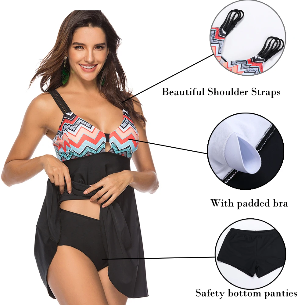 Günstig JOYMODE Zwei Stück Bikini Rock Plus Größe 5XL Badeanzug Frauen Bad Anzug Kleid Mujer Sexy Bademode Brasilianischen Tankini Schwimmen Kleid