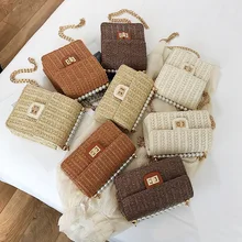 2019 INS New Fashion Rattan Bag Leather Hardware Buckle Straw Bags Portable Bamboo Woven Bag Beach Holiday Bag Bolsa Feminina fashion colorful pompom straw mini portable beach handbag bolsa feminina bag