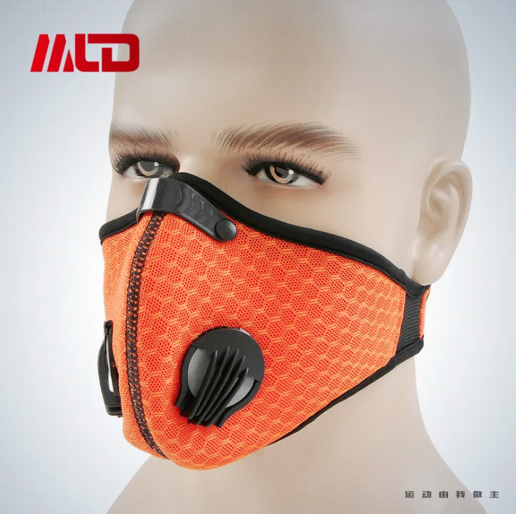 PM2.5 наружная маска для защиты лица, велосипедная маска, Пылезащитная, против смога, тренировочные маски для бега, анти-загрязнения, дышащая нейлоновая маска для лица велосипеда - Цвет: Оранжевый