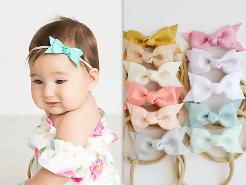 

Bulk 60pc/lot 3" Grosgrain Ribbon hair bows DIY Hair bows with Skinny Nylon Baby headband Girls headwear hair accessories