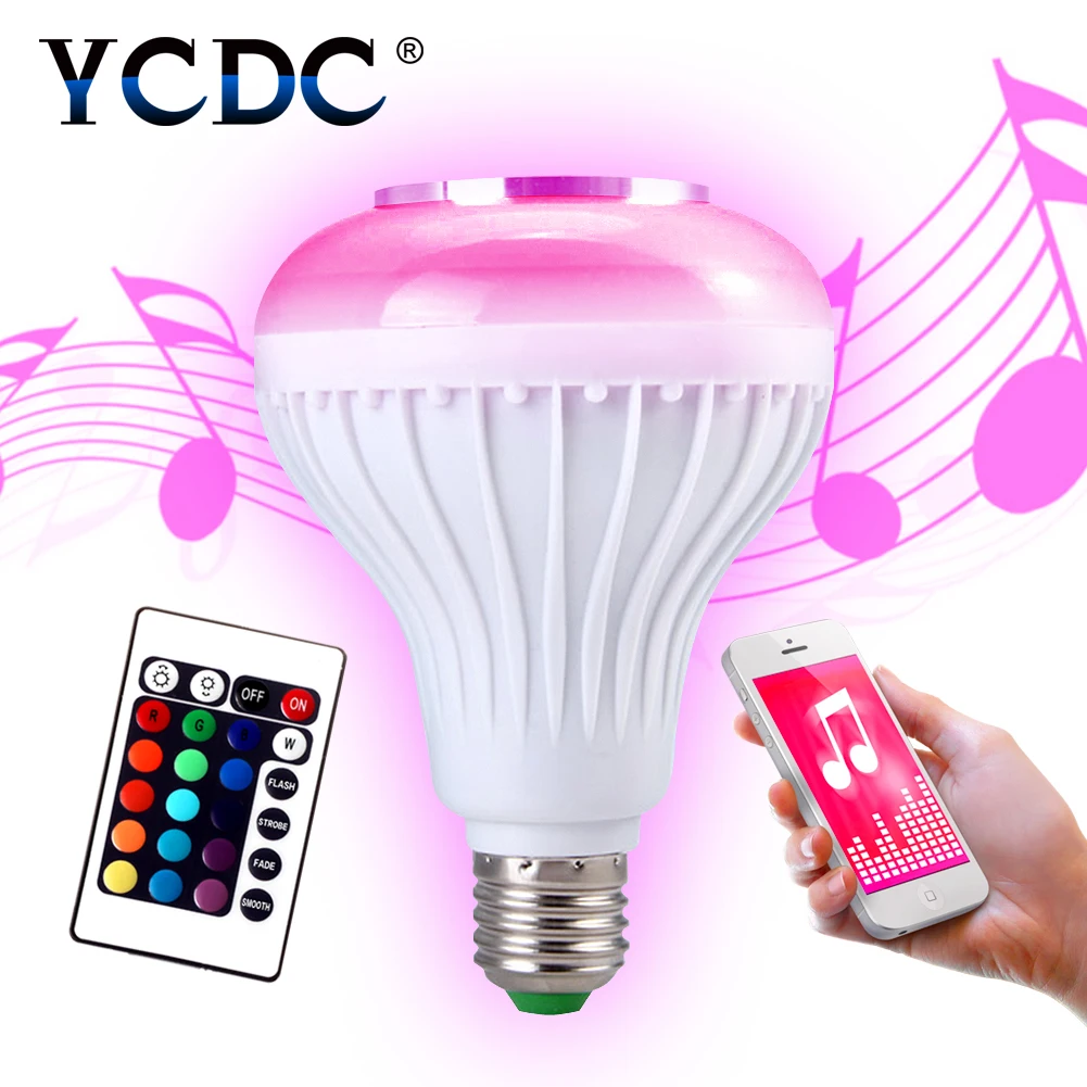 

YCDC E27 Wireless Bluetooth Speaker +12W RGB Bulb LED Lamp 110V 220V Smart Led Light Music Player Audio with Remote Control