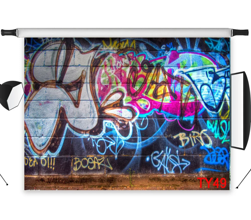 

Wall Graffiti Art Polyester Backdrop Decor Background Photography Studio Props Photographic Photo Seamless Washable No Crease