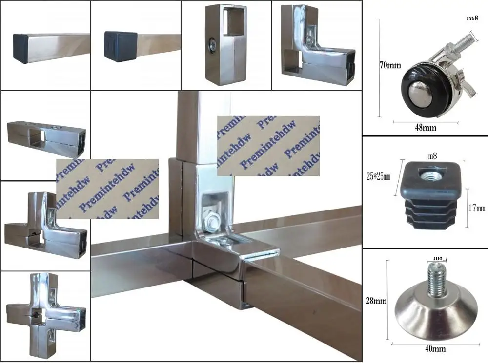 Aluminum 25x25mm Square Pipe Fittings Tube Clamp Holder ...