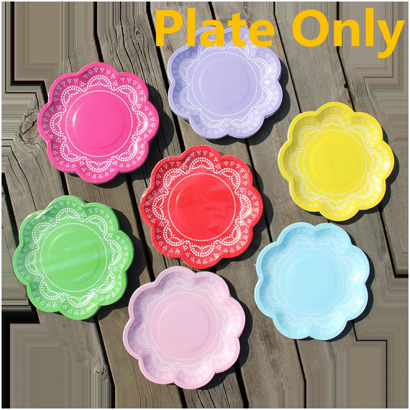 Colorful Doily Lace Party Paper Plates for Valentine Birthday Wedding