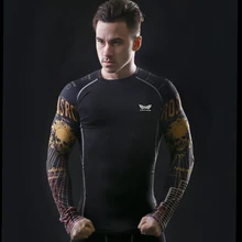 Mens Long Sleeve T shirt Bodybuilding Fitness Gyms Clothing 2017 New Mens Gyms Compression Sporting Tops Tight Tee