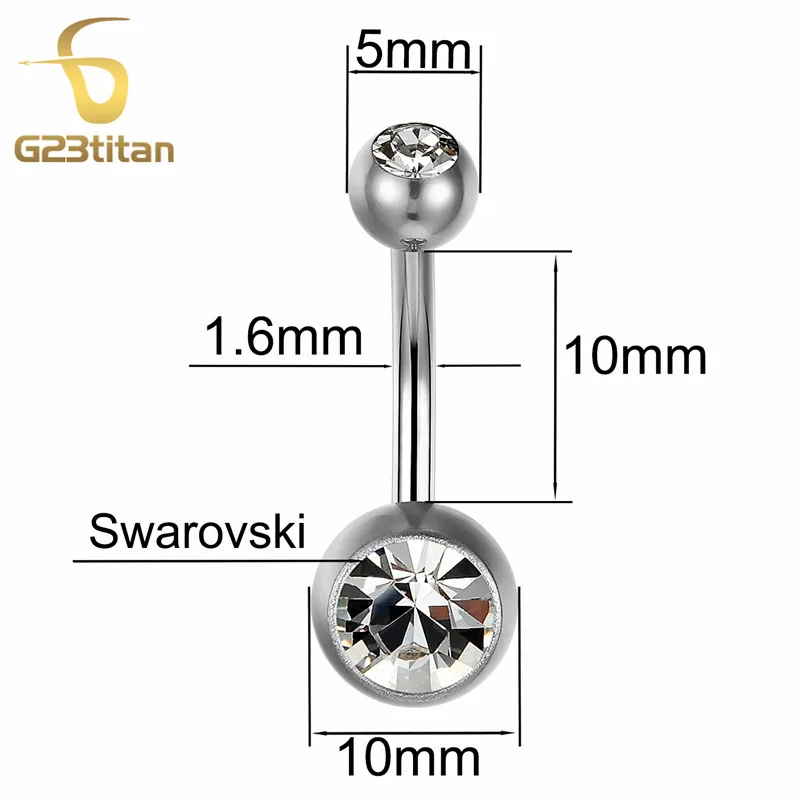 G23titan титановое кольцо-пирсинг для пупка Кольца медицинские титановые стержни получить Циркон пирсинг ювелирные изделия