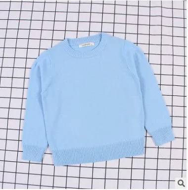 Свитер для маленьких мальчиков и девочек детский пуловер однотонный хлопковый трикотажный свитер детские вязаные топы с длинными рукавами, BC224 - Цвет: light blue