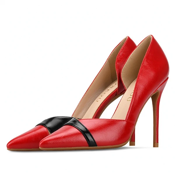 

2019 Women Shoes High Heels Sexy Pointed Toe Slip-on Wedding Office Split Leather Handmade Plus Size 34-46 Pumps H0017