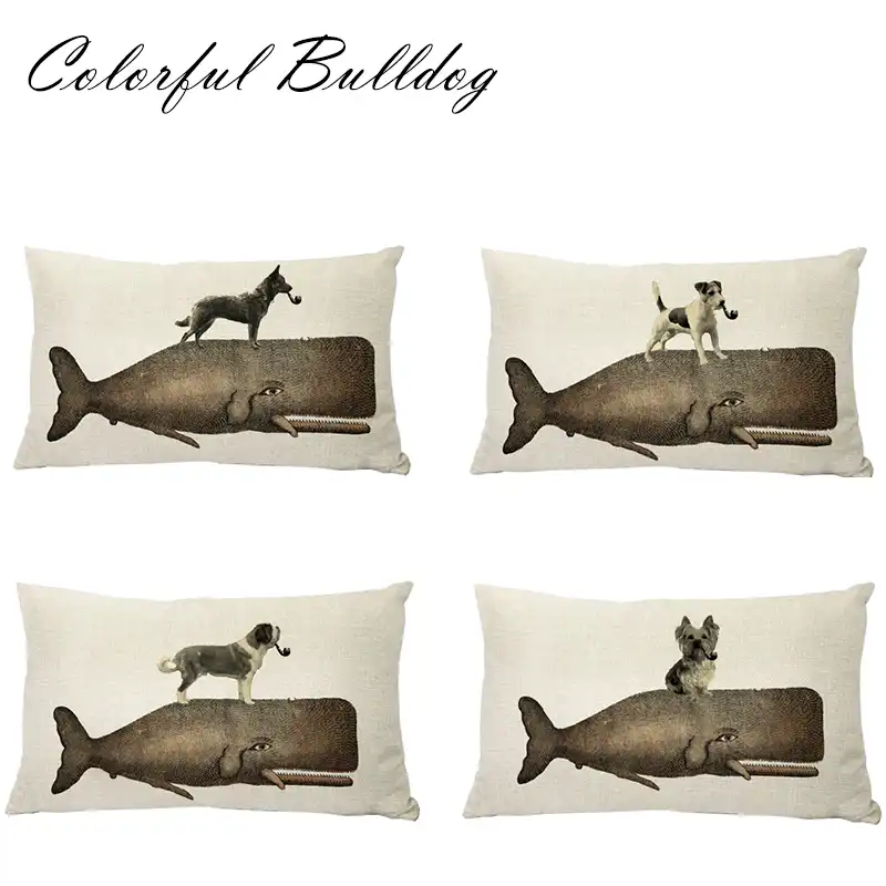Animal Pattern Cushion Cover 45 45cm Marine Whale Dalmatians Corgi