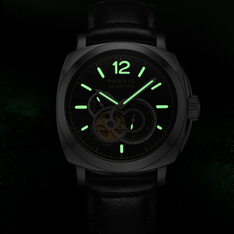 PARNIS мужские часы Люксовый Бренд 44 мм механические часы relogios автоматические мужские светящиеся дизайнерские