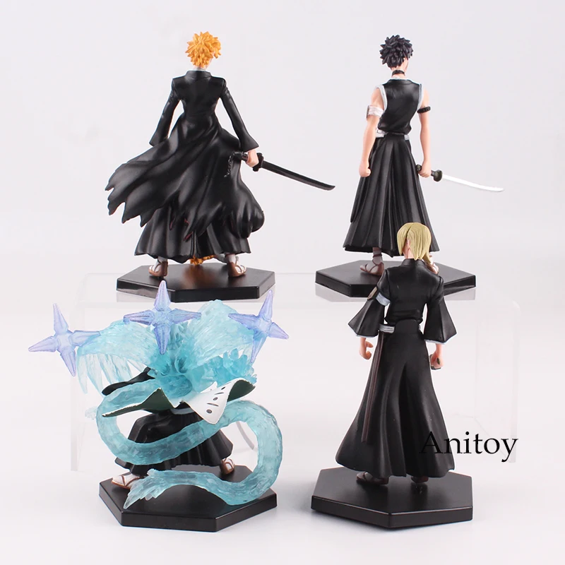 Bleach Kurosaki Ichigo Kuchiki Byakuya PVC Action Figure Model Colletible Toy Doll 4pcs/set 10~12.5cm