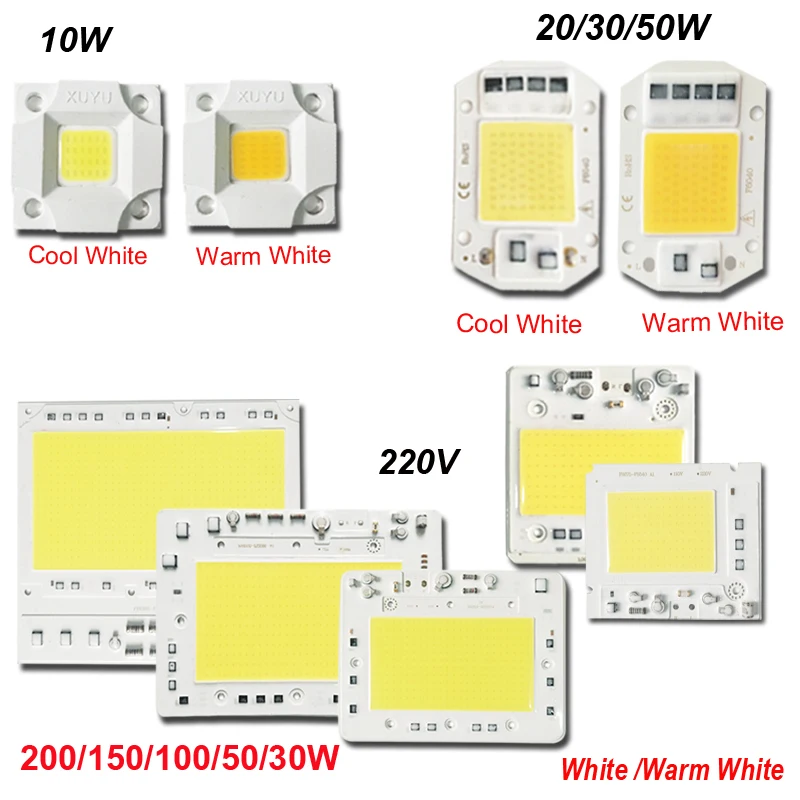 10-200 Вт умная IC Dirver COB AC 220 В интегрированная классная Белая теплая белая