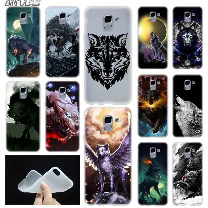 Phone case Soft Cover Coque For Samsung Galaxy J6 J8 J3 J5 J7 J4 Plus 2018 2016 2017 EU Prime Pro Ace j610 angry snow wolf | Мобильные