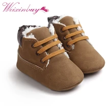 Обувь для малышей; зимние толстые теплые ботинки для маленьких мальчиков; zapatos bebes; классические ботинки на шнуровке с мягкой подошвой для новорожденных; 0-18 месяцев