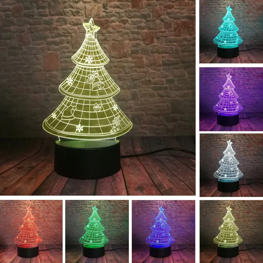 Популярная Рождественская елка Халк 3D Визуальный светодиодный ночник для детей