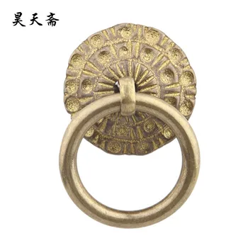 

[Haotian vegetarian] Chinese antique copper ring buckle classic door handle drawer handle HTA-073 tri-color