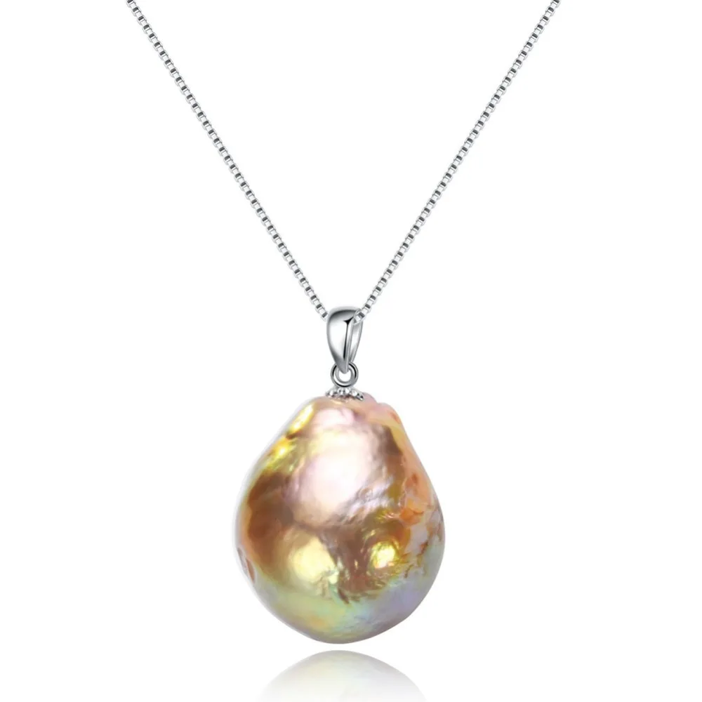 

16mm lage big size baroque real naturalFreshwater Pearl Pendant Necklace 925 Sterling Silver Jewelry Fine Jewelry Gift For Women