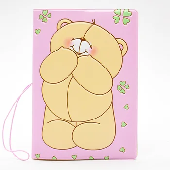 

DIKEDAKU Cute Cartoon Bear Passport Holder Women Pvc 3D Printing Passport Cover Travel Girls String Credit Cards Passport Case
