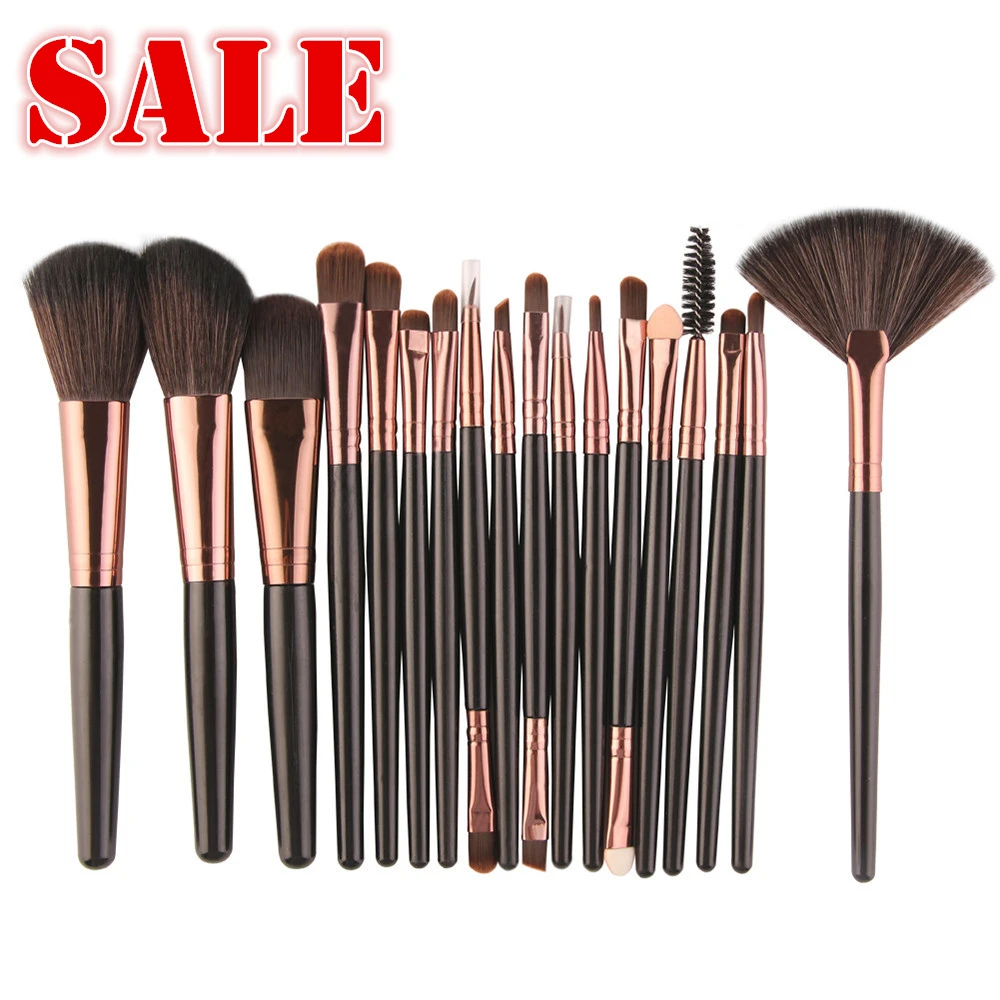 ISHOWTIENDA 18pcs Hot Professional Makeup Brushes Tools Make-up Toiletry Kit Wool Make Up Brush Set Black Pincel maquiagem Gift