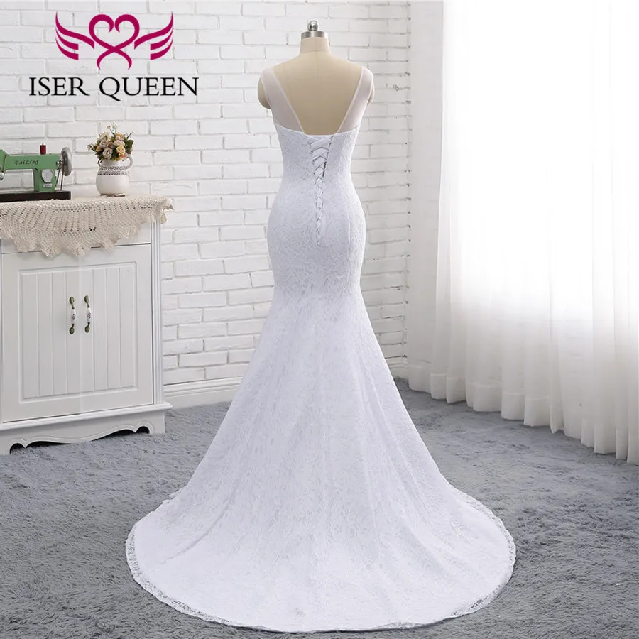 Real Photo African Lace Mermaid Wedding Dresses Pure white Vintage Bridal Dress Wedding Gown Plus Size Wedding Dress W0193