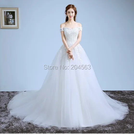 

2017 Boat Neck Luxury Bride Princess Wedding Dress
