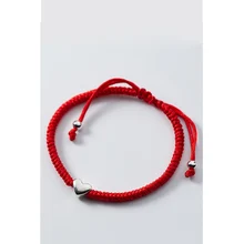La MaxZa толстая красная линия веревочная нить ювелирные браслеты для женщин 925 стерлингового серебра сердце модные браслеты Регулируемые