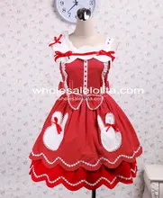 Cotton Sleeveless Bow Red With White Dot Sweet Lolita Dress Gothic Victorian Princess Style Ball Gown
