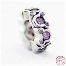 Фиолетовые кристаллы Desney Minie мыши распорка Шарм бусины для женщин ювелирных изделий DIY Fit PANDORA Подвески Серебро 925 FL370