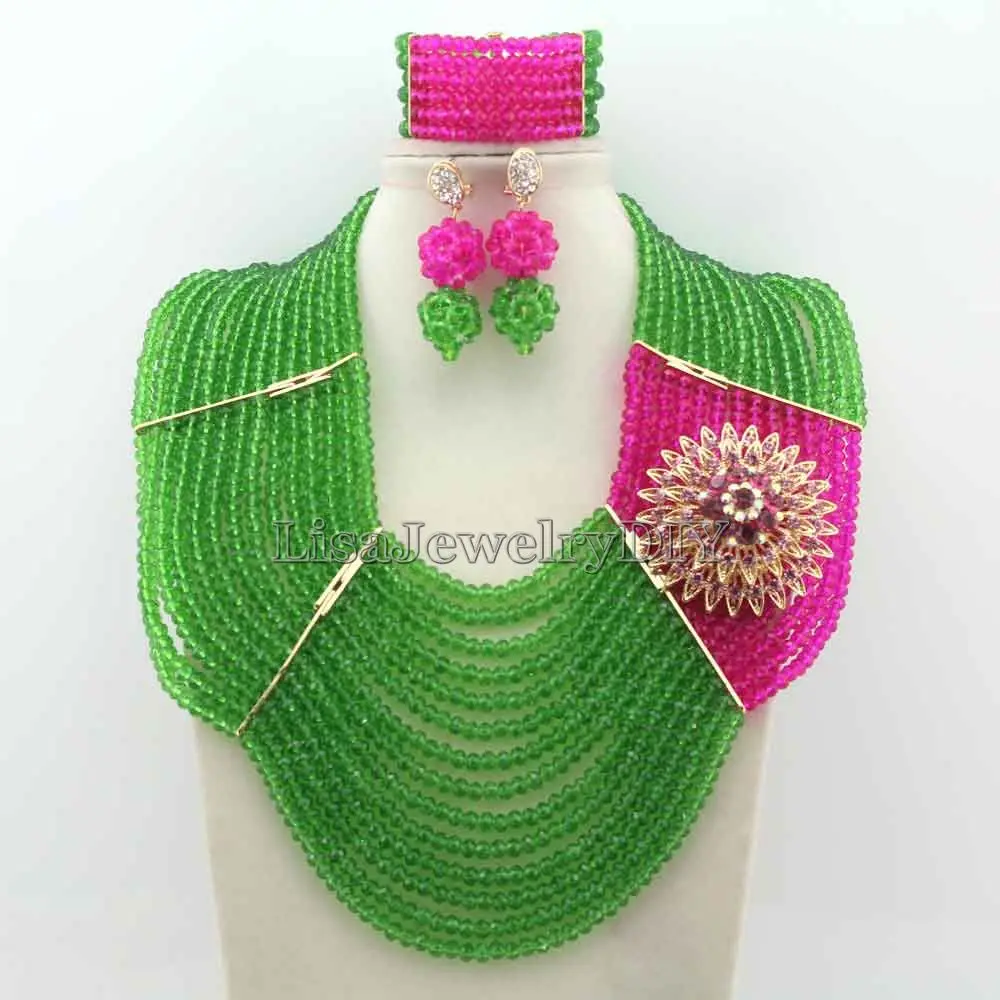 

Handmade Statement Necklace Indian African Wedding Jewelry Sets Nigerian Beaded Wedding Bridal Necklace Jewelry Set HD7073