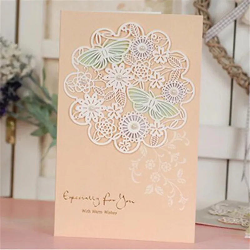  1 Set Hollow Happy Birthday Cards+Envelope Best Wishes Valentine Christmas Party Wedding Invitation - 33042916594