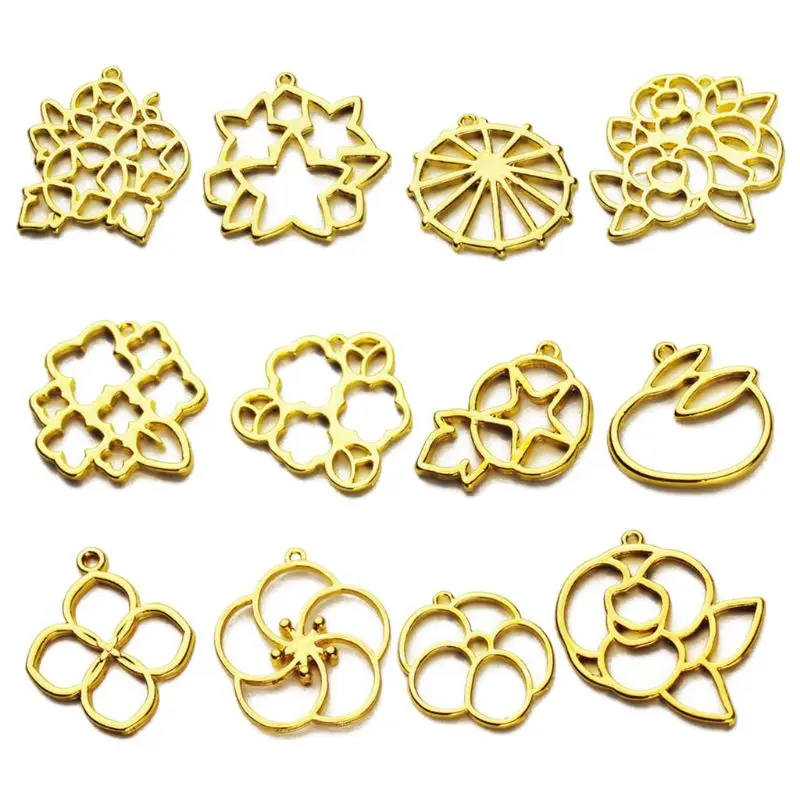 

4Pcs DIY Flower Pendant Blank UV Resin Frames Open Bezel Setting Jewelry Making
