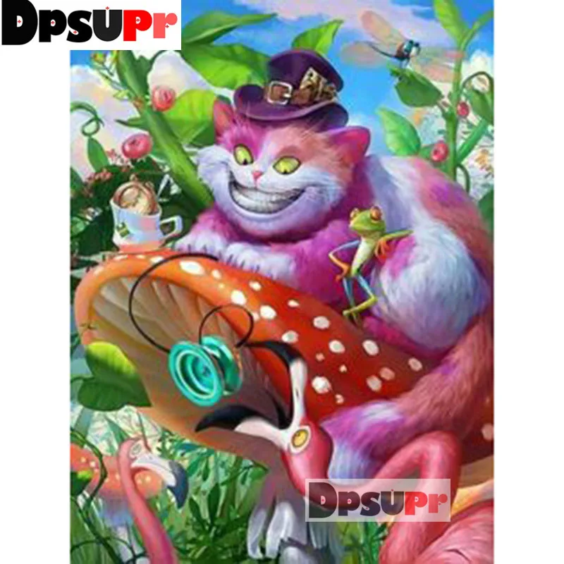 

Dpsupr New %100 Full Square/Round DIY Diamond Embroidery Red cute cat 5D Diamond Painting Rhinestone Mosaic Home Decor