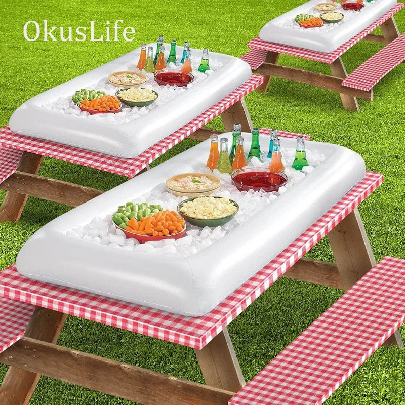 

Outdoor Picnic Summer Inflatable Family Dine together Ice Table Salad Plate Beer Cooler Pat Portable Desk Cool Cushion Ice Bag