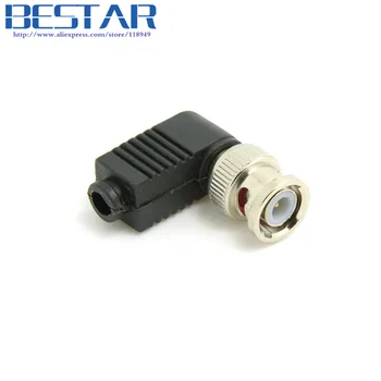 

10pcs/Lot 90 Degree Right Angled BNC Plug Male Assembly Type With Cable Protector Connector adapter