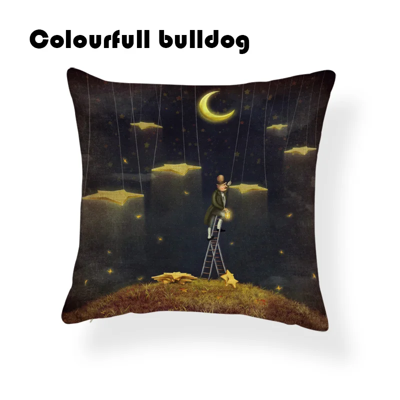Забавная Наволочка на подушку милая девушка город ночь пейзаж звезда подушки