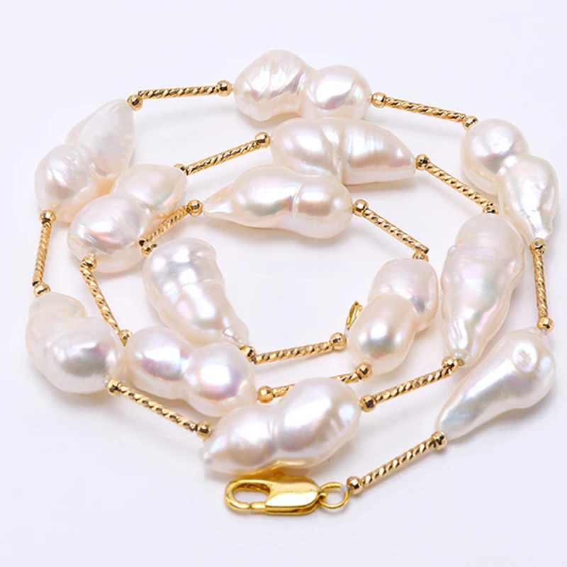 

NEW Long Pearl Baroque Pearl Necklace White Freshwater Cultured Baroque Pearl Necklace Party