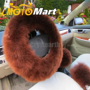 

3pcs Coffee Warm Car Steering Wheel Cover Winter Auto Interior Accessories 38cm Automobiles Steering-wheel Covers For Volkswagen