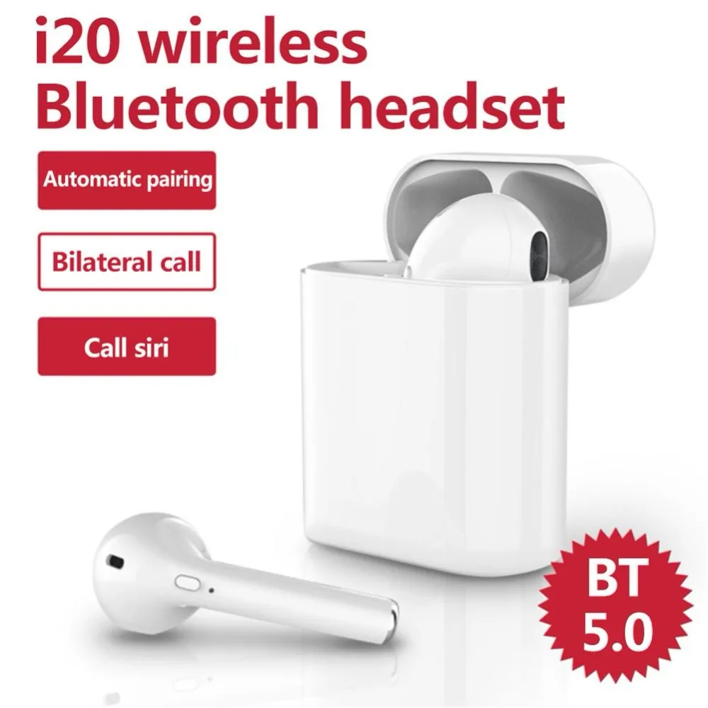 Новинка 2019 Bluetooth версия i20 TWS наушники с микрофоном беспроводные Hi Fi стерео