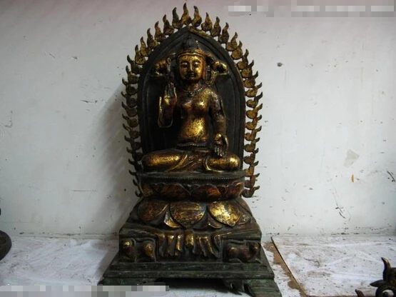 

fast shipping USPS to USA S0284 Tibet Buddhism Temple Copperr Bronze Gild White TaRa Bodhisattva Buddha Statue