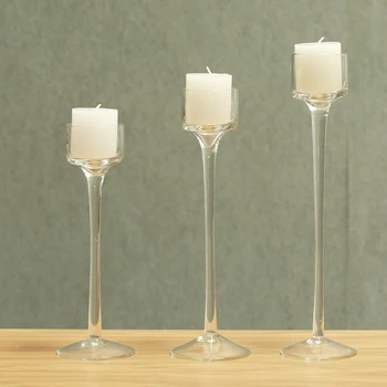 

3PCS Set Crystal Glass Candle Holder Container Porta Velas Decorativas Wedding Home Bar Party Decorations Ideas