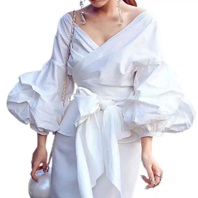 white wrap blouse plus size