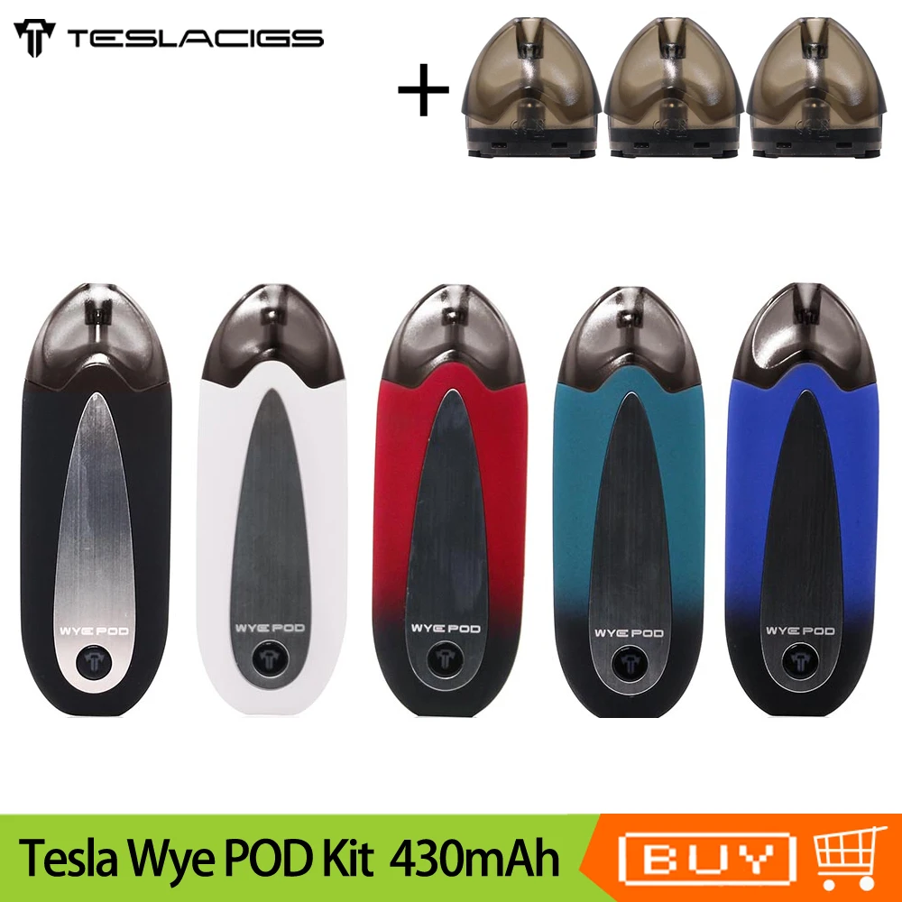 

Original Electronic Cigarette TESLACIGS Tesla Wye Pod Kit 2ml Cartridge All In One Pod Vape Kit Built-in 430mAh Battery