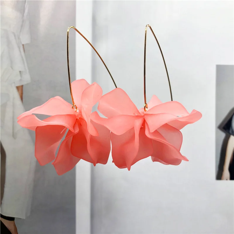

New Arrival Colorful Resin Flower Petal Metal Dangle Long Drop Earrings Brincos Bohemia Handmade Femme Romantic Gifts Jewelry