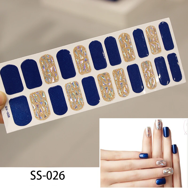 22 Типсы/листа DIY 3D наклейки для ногтей полное покрытие настоящий лак блестящие мраморные полоски водонепроницаемые наклейки для ногтей