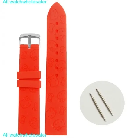 20mm Neon Red Cartoon Silicone Jelly Rubber Lady Watch Band Straps WB1086K20JB