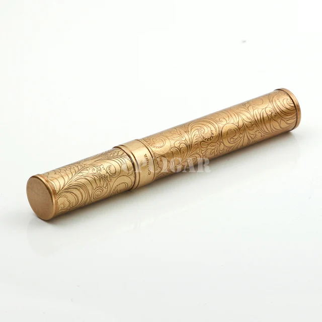Cigar Tube Brass Metal Bronze Single Cigar Jar Holder Classic Travel